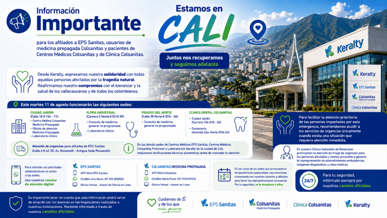 Cali: Comunicado usuarios, afiliados y pacientes