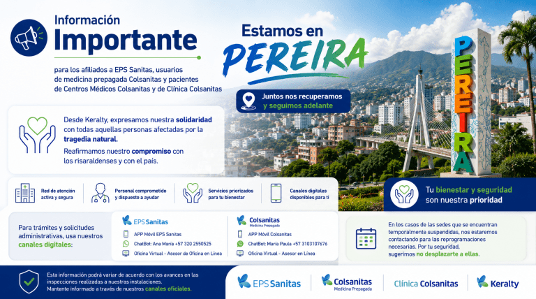 Pereira: Comunicado afiliados, usuarios y pacientes.
